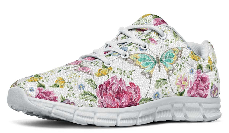 Stitch Butterfly And Flowers White