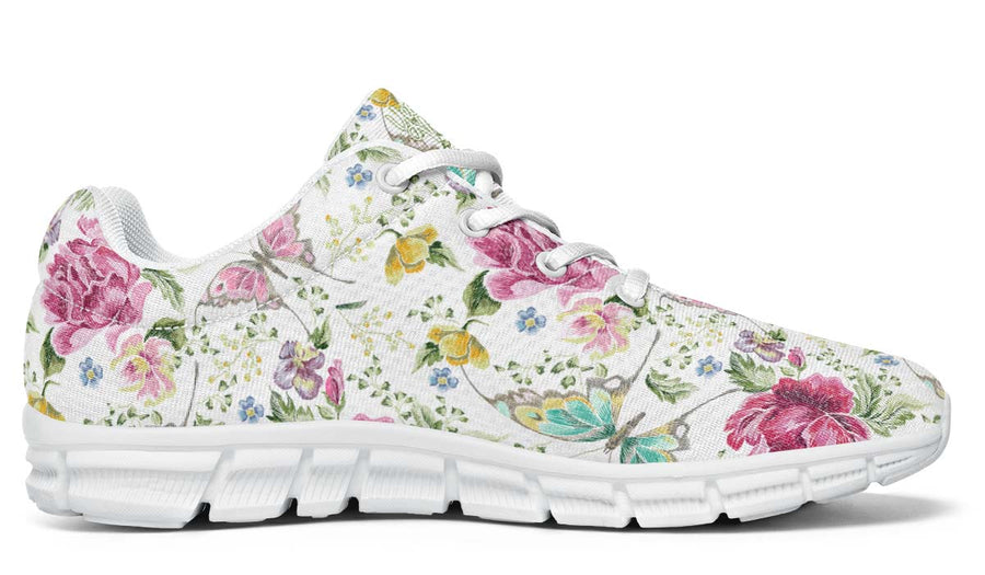 Stitch Butterfly And Flowers White