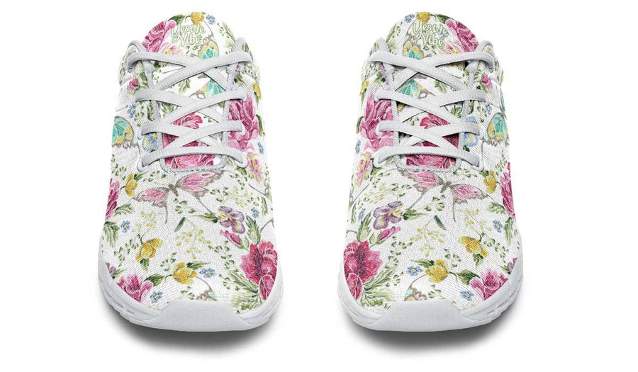 Stitch Butterfly And Flowers White