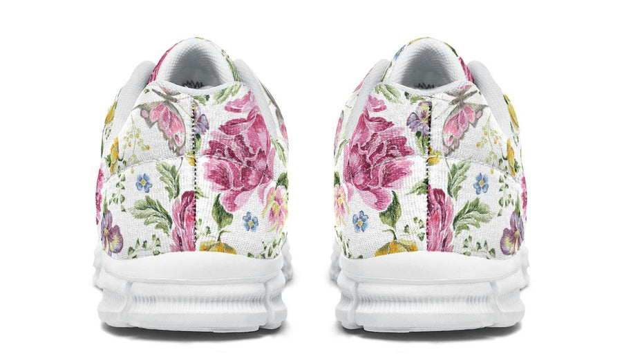 Stitch Butterfly And Flowers White